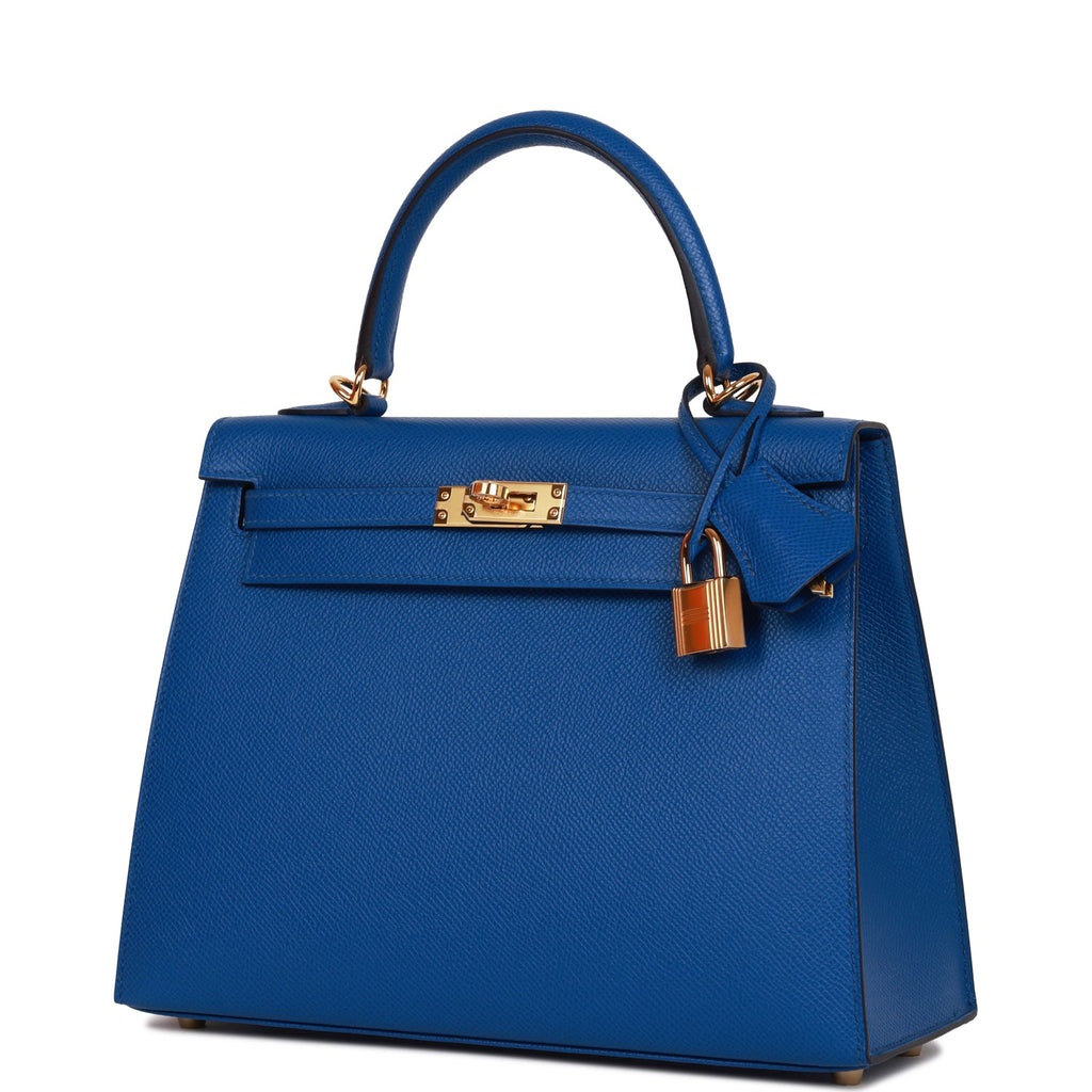 Hermes Kelly Sellier 25 Bleu France Epsom Gold Hardware