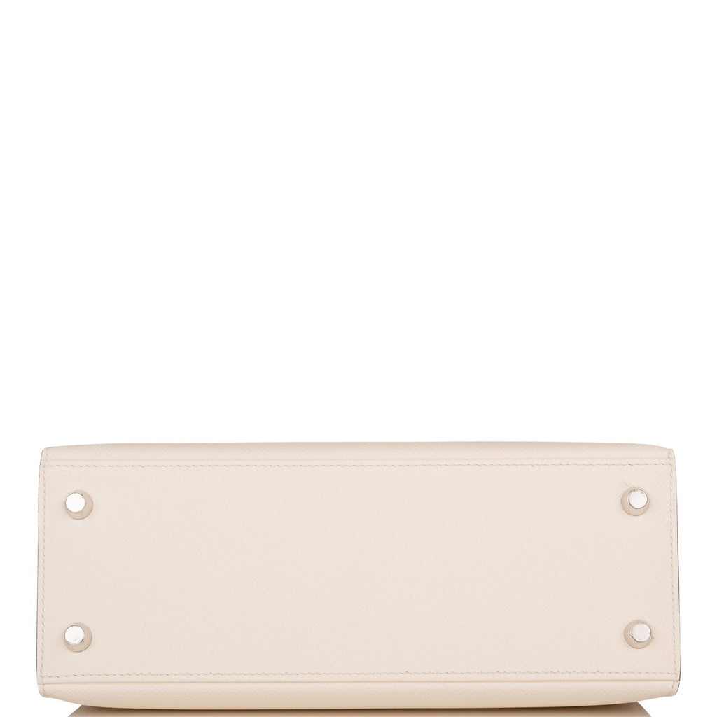 Hermes Kelly Sellier 25 Tri-Color Nata, Jaune Poussin and Sesame Epsom Palladium Hardware