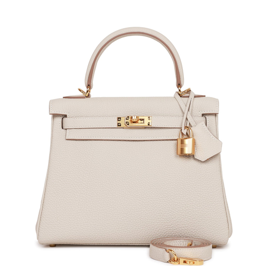 Hermes Kelly Retourne 25 Craie Togo Gold Hardware