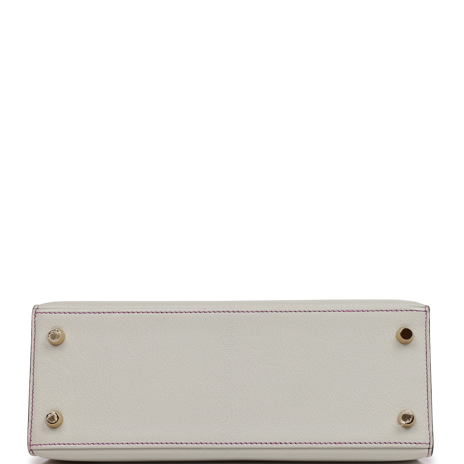 Pre-owned Hermes Special Order (HSS) Kelly Sellier 25 Gris Perle and Anemone Chevre Brushed Gold Hardware