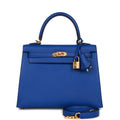 Hermes Kelly Sellier 25 Bleu Royal Epsom Gold Hardware