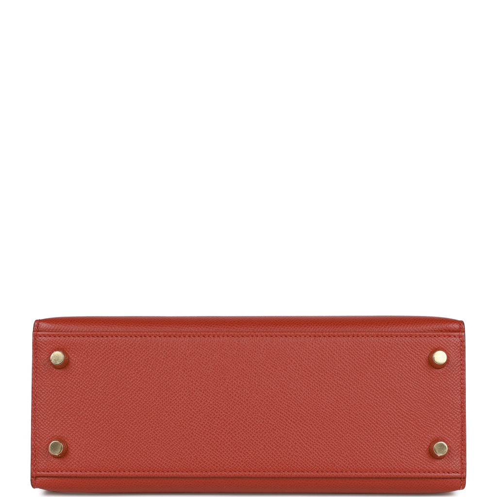 Hermes Kelly Sellier 25 Rouge Venetian Epsom Gold Hardware