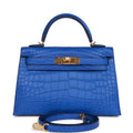 Hermes Kelly Sellier 20 Bleu Royal Matte Alligator Gold Hardware