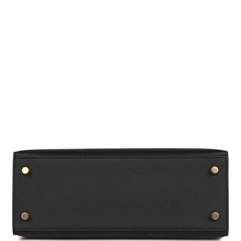 Hermes Kelly Sellier 25 Black Epsom Gold Hardware