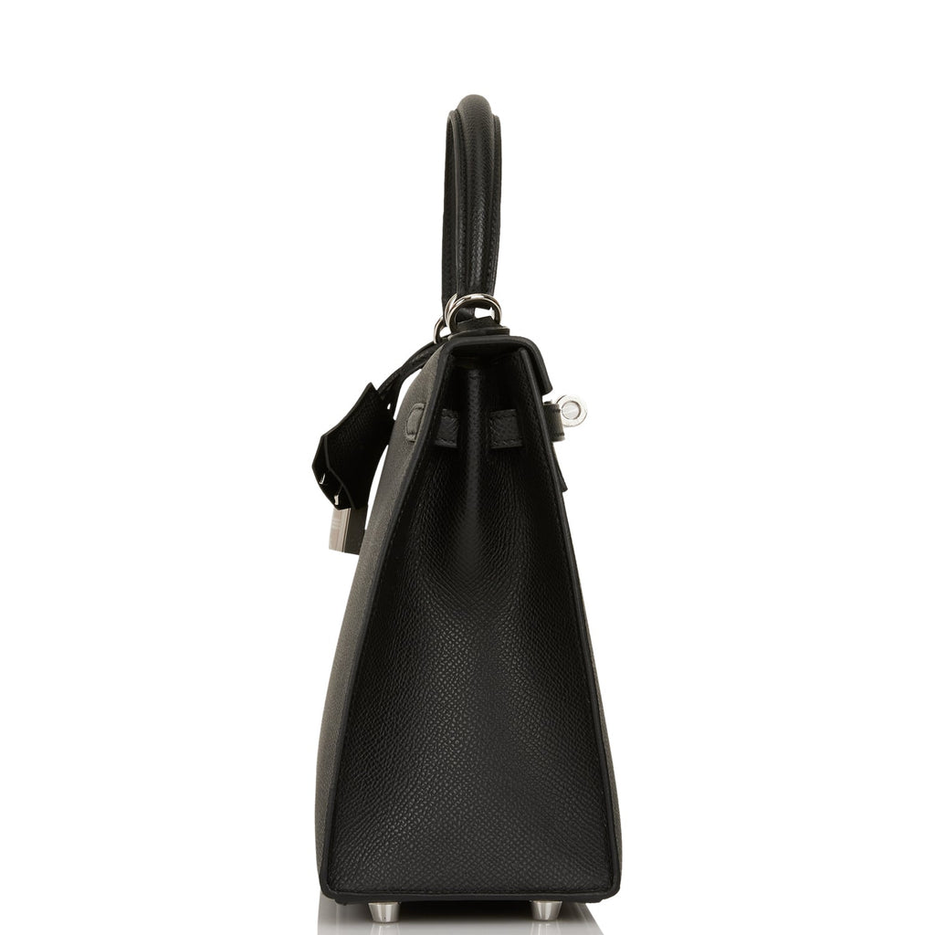 Hermes Kelly Sellier 25 Black Epsom Palladium Hardware