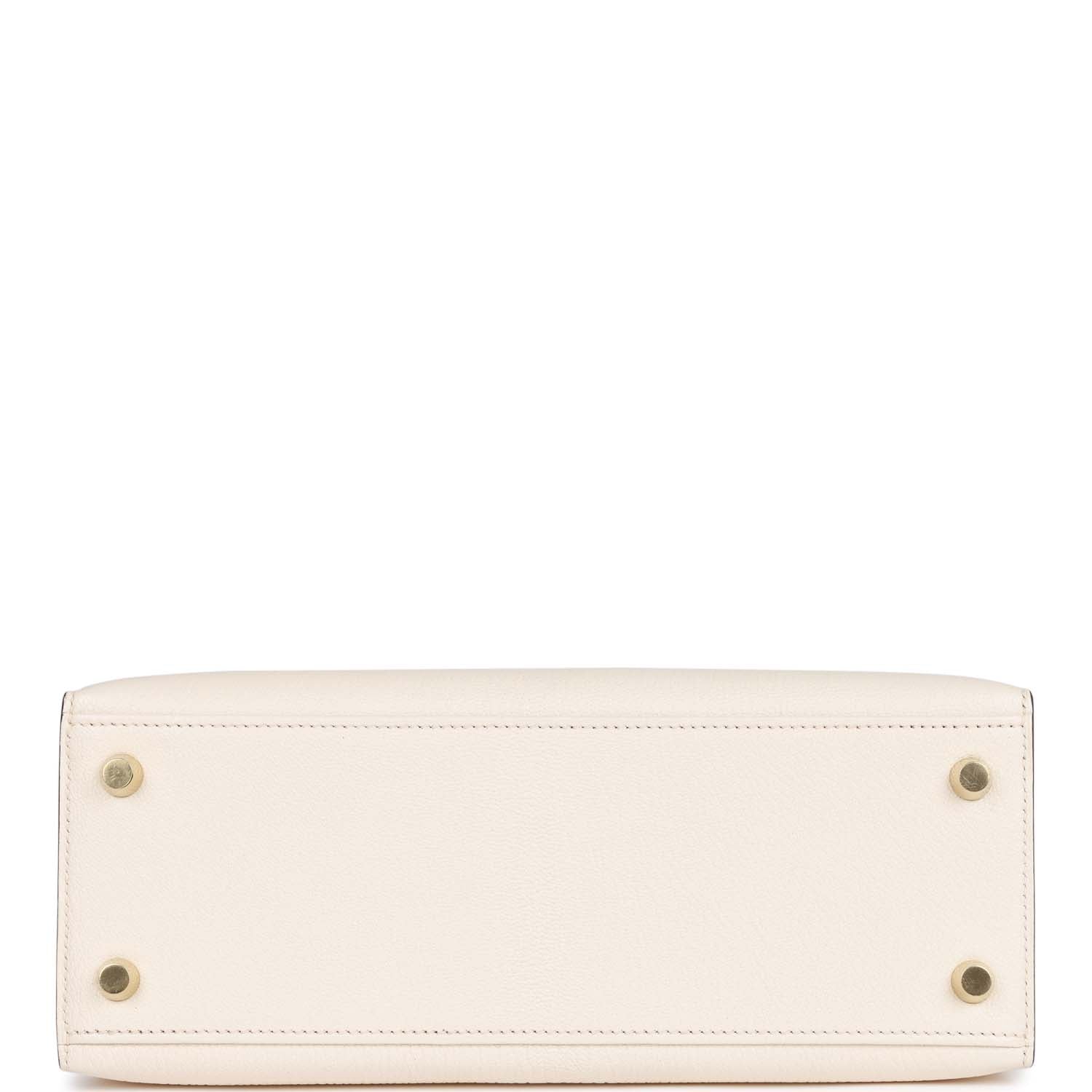 Hermes Special Order (HSS) Kelly Sellier 25 Nata Verso Chevre Brushed Gold Hardware