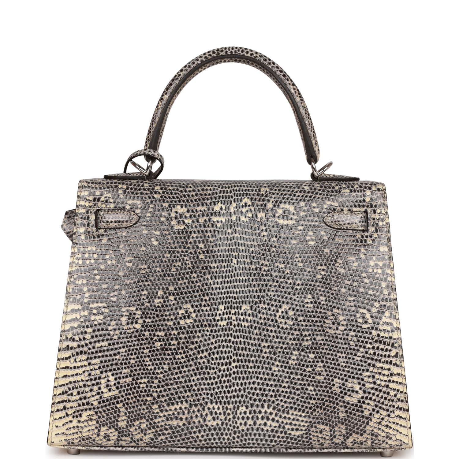 Hermes Kelly Sellier 25 Ombre Varanus Salvator Lizard Palladium Hardware
