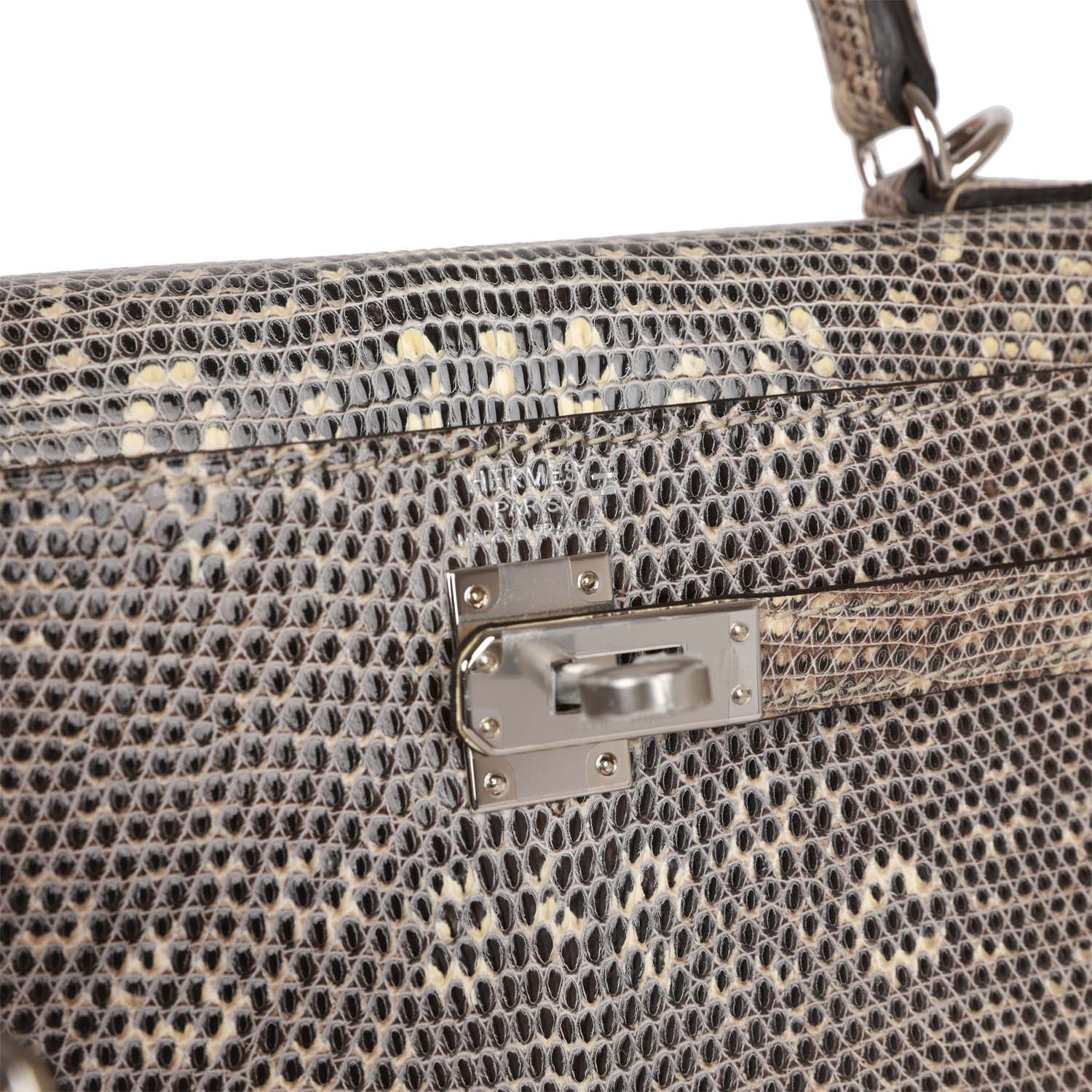 Hermes Kelly Sellier 25 Ombre Varanus Salvator Lizard Palladium Hardware