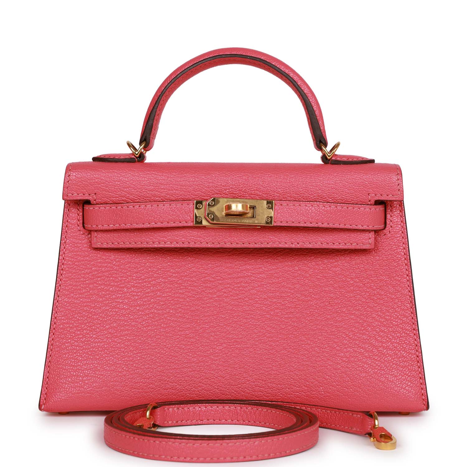 Top Quality Hermes Kelly Sellier 20 Rose Lipstick Chèvre Gold Hardware