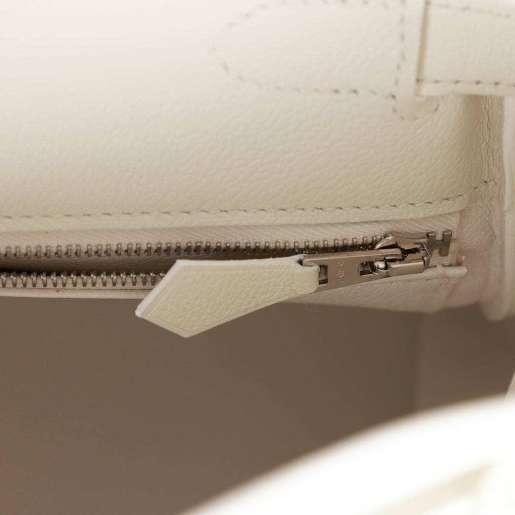 Hermes Kelly Retourne 28 White Evercolor Palladium Hardware