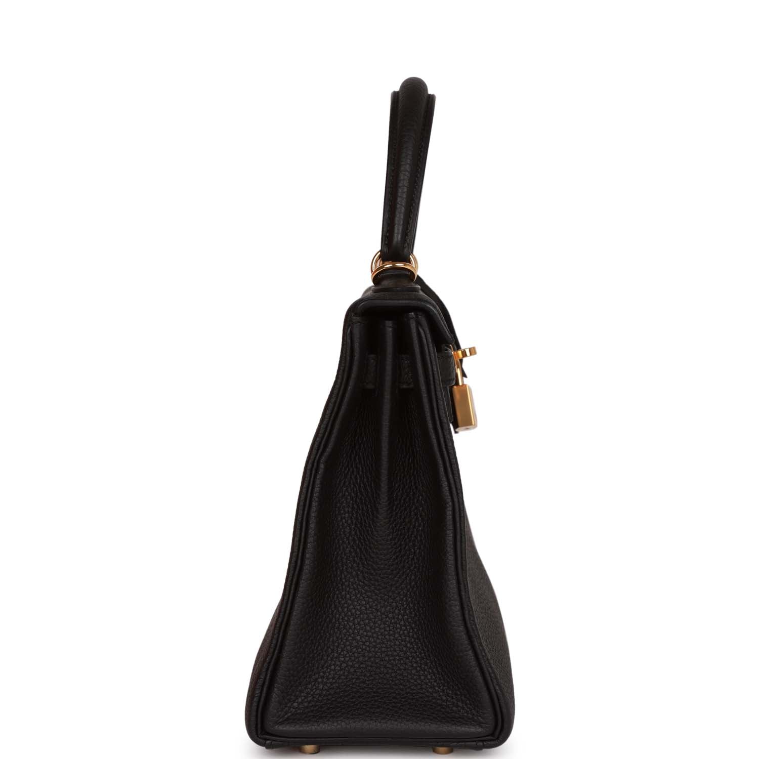 Hermes Kelly Retourne 25 Black Togo Gold Hardware