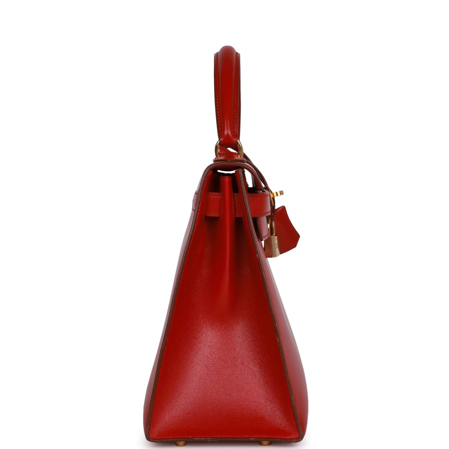New Hermes Kelly Sellier 28 Rouge Vif Box Gold Hardware