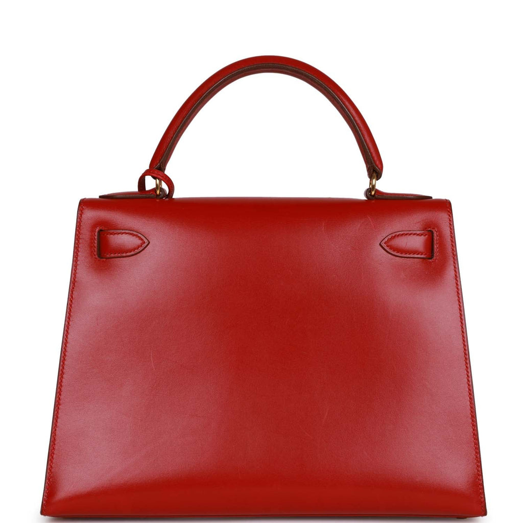 New Hermes Kelly Sellier 28 Rouge Vif Box Gold Hardware