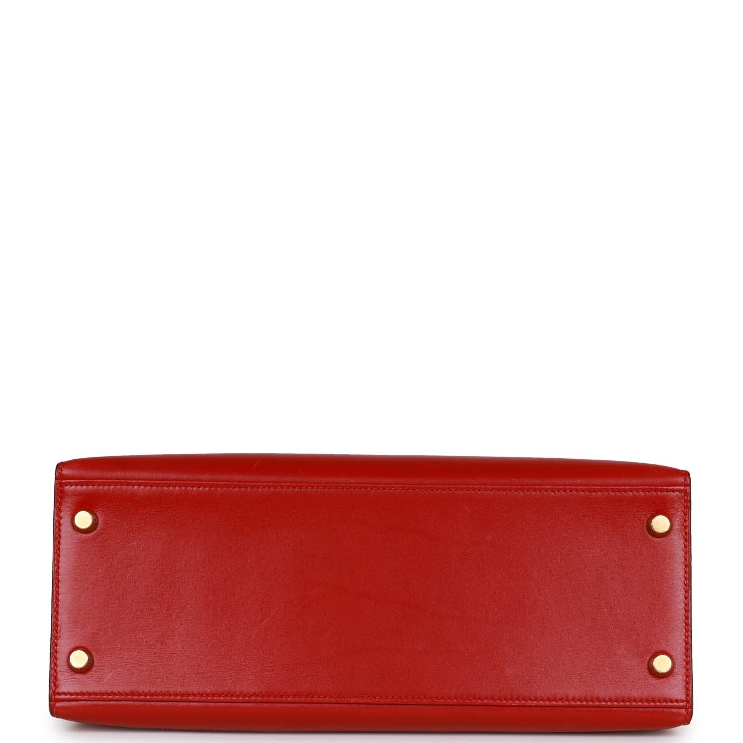 New Hermes Kelly Sellier 28 Rouge Vif Box Gold Hardware