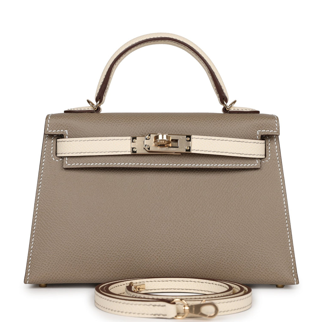 Hermes Special Order (HSS) Kelly 20 Nata and Gris Asphalte Epsom Sellier Permabrass Hardware