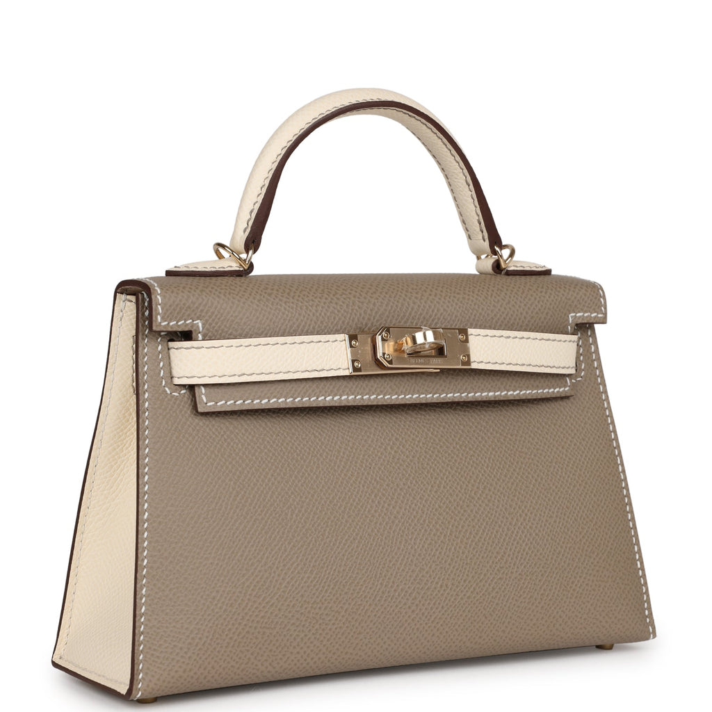 Hermes Special Order (HSS) Kelly 20 Nata and Gris Asphalte Epsom Sellier Permabrass Hardware