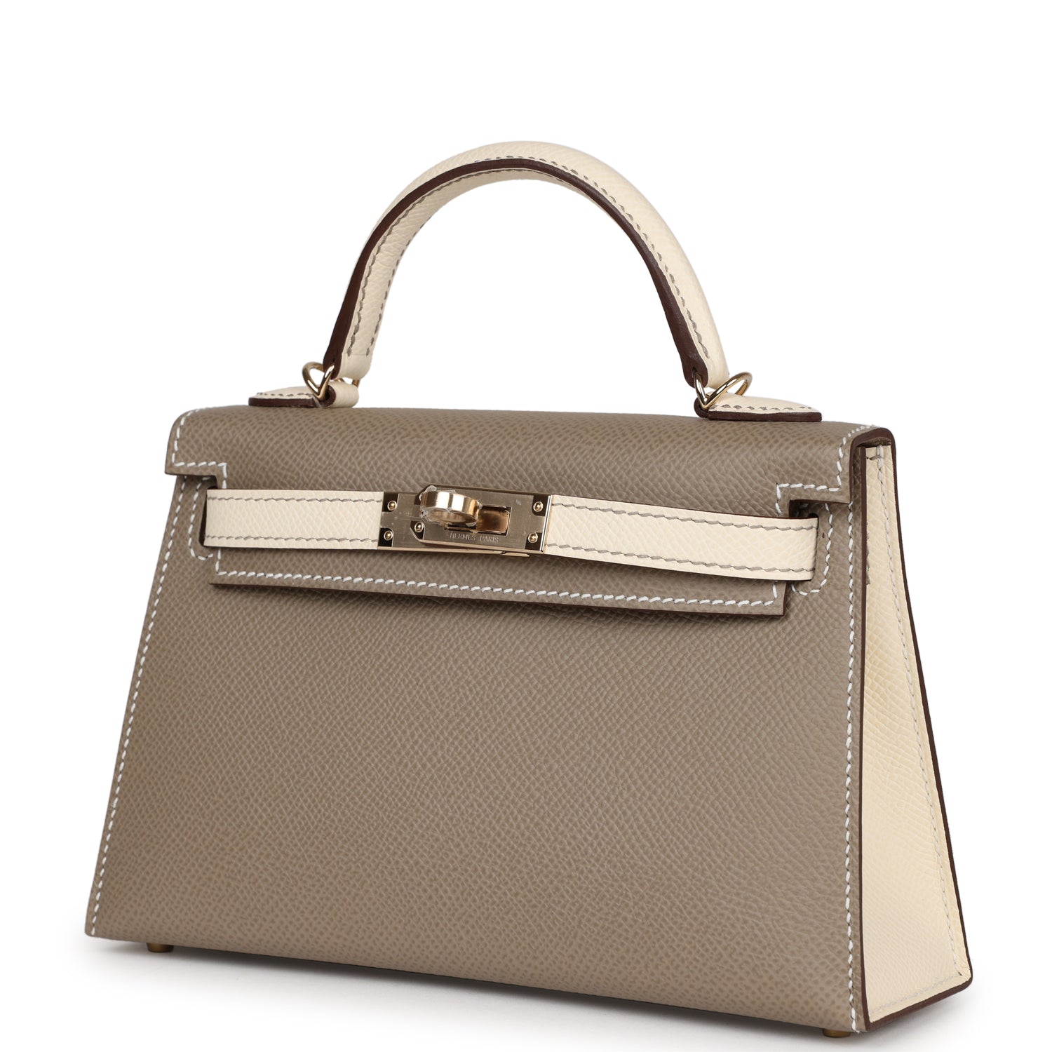 Hermes Special Order (HSS) Kelly 20 Nata and Gris Asphalte Epsom Sellier Permabrass Hardware