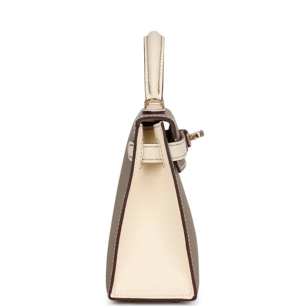 Hermes Special Order (HSS) Kelly 20 Nata and Gris Asphalte Epsom Sellier Permabrass Hardware