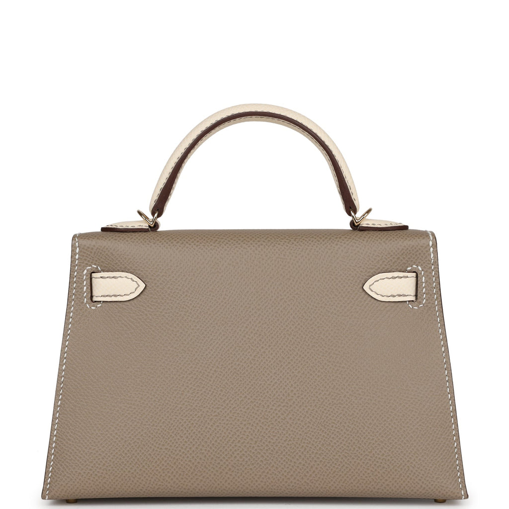 Hermes Special Order (HSS) Kelly 20 Nata and Gris Asphalte Epsom Sellier Permabrass Hardware