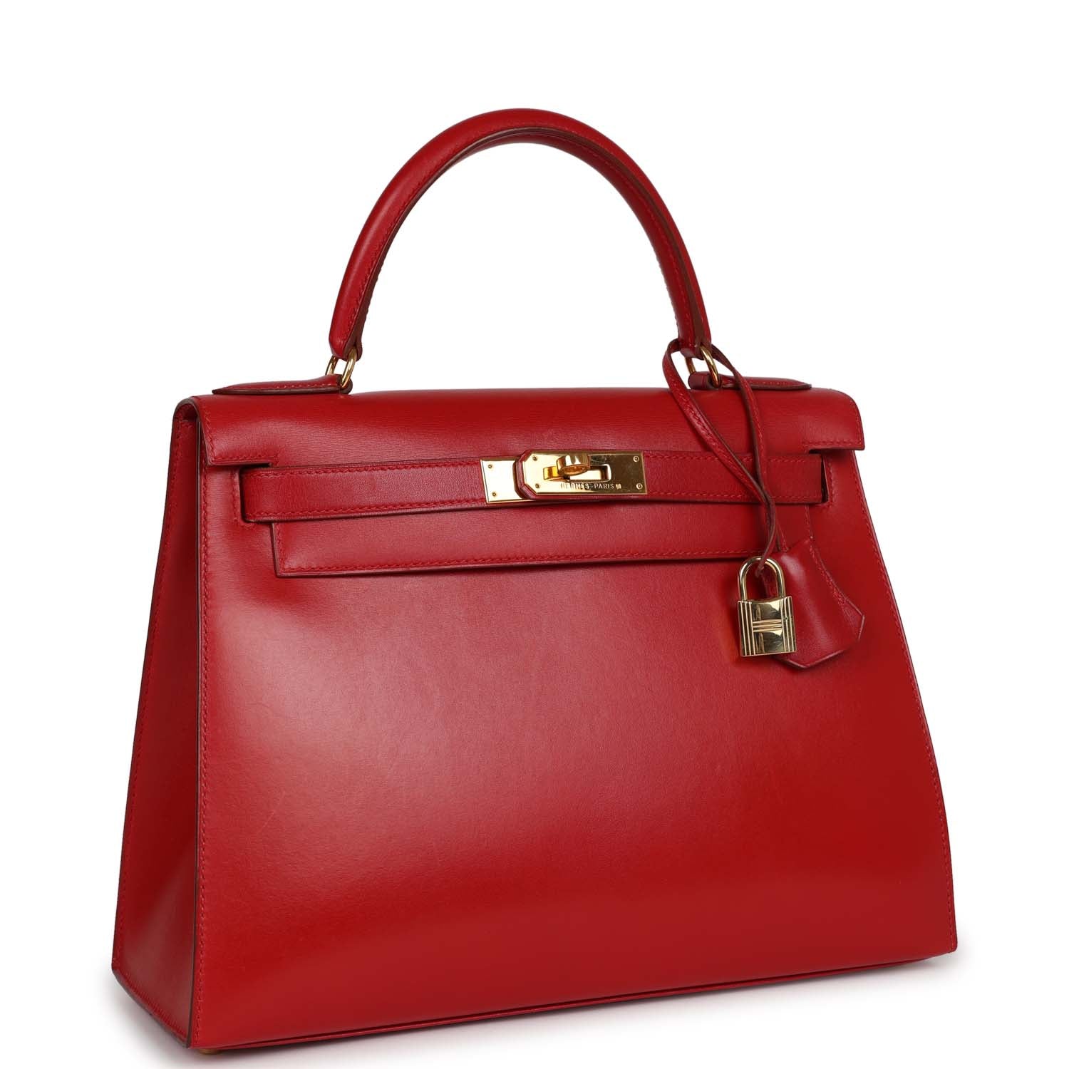 New Hermes Kelly Sellier 28 Rouge Vif Box Gold Hardware