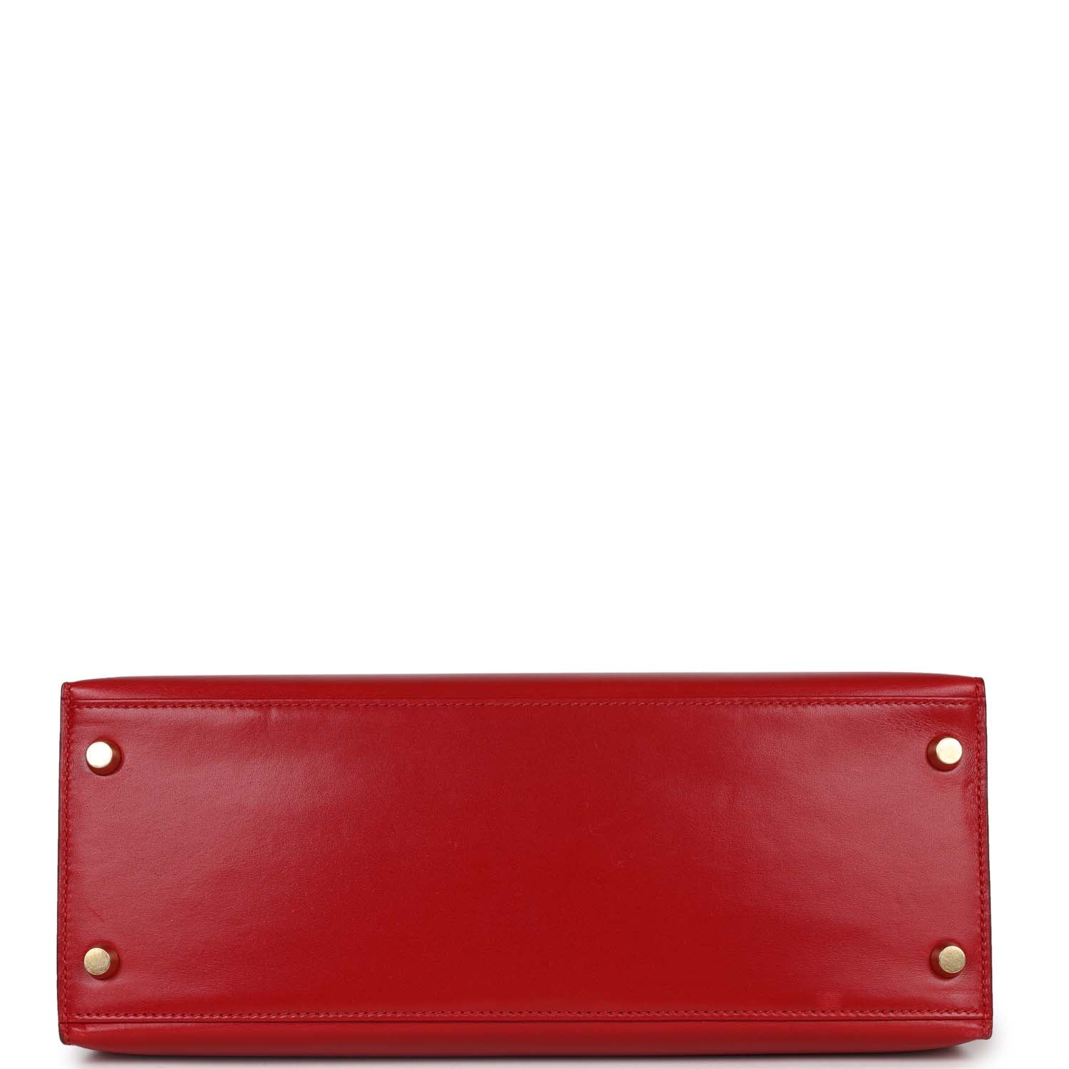New Hermes Kelly Sellier 28 Rouge Vif Box Gold Hardware