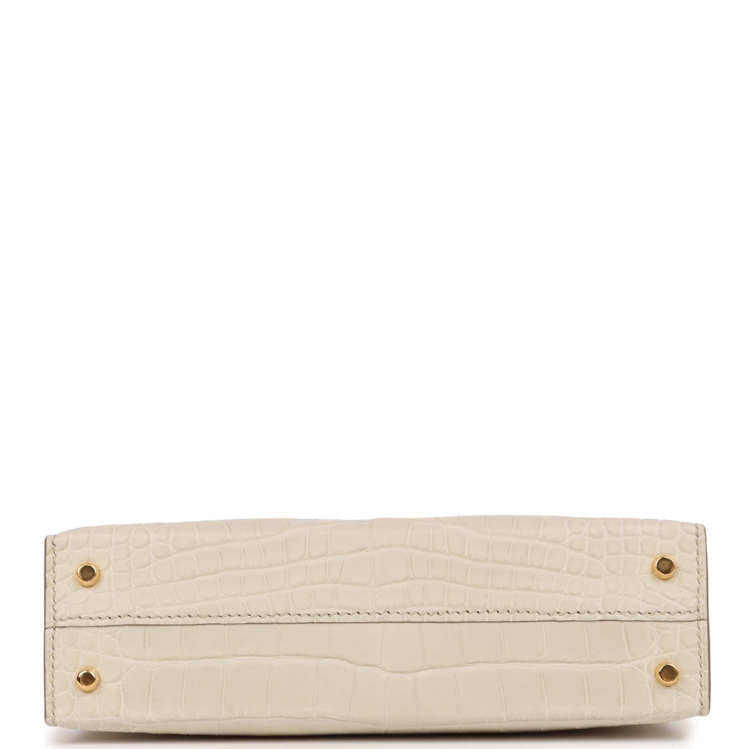 Hermes Kelly Sellier 20 Beton Mate Alligator Gold Hardware