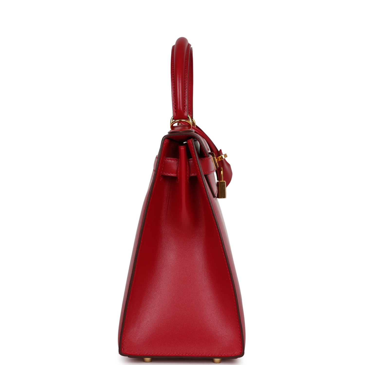 Pre-owned Hermes Kelly Sellier 28 Rouge Vif Tadelakt Gold Hardware