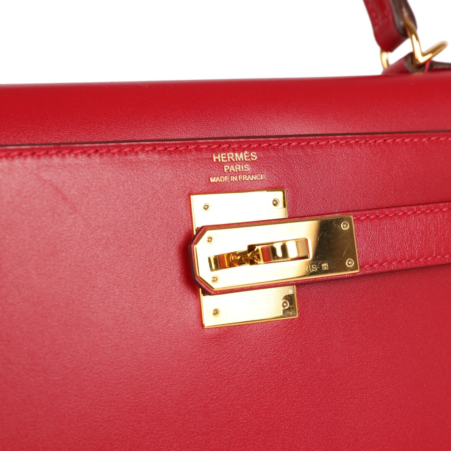 Pre-owned Hermes Kelly Sellier 28 Rouge Vif Tadelakt Gold Hardware
