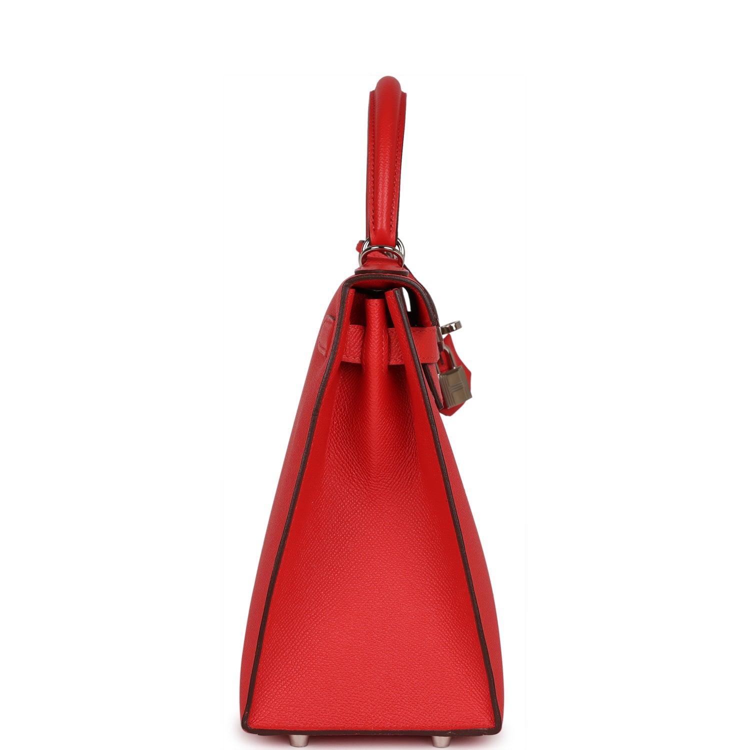 Pre-owned Hermes Kelly Sellier 28 Rouge Tomate Epsom Palladium Hardware