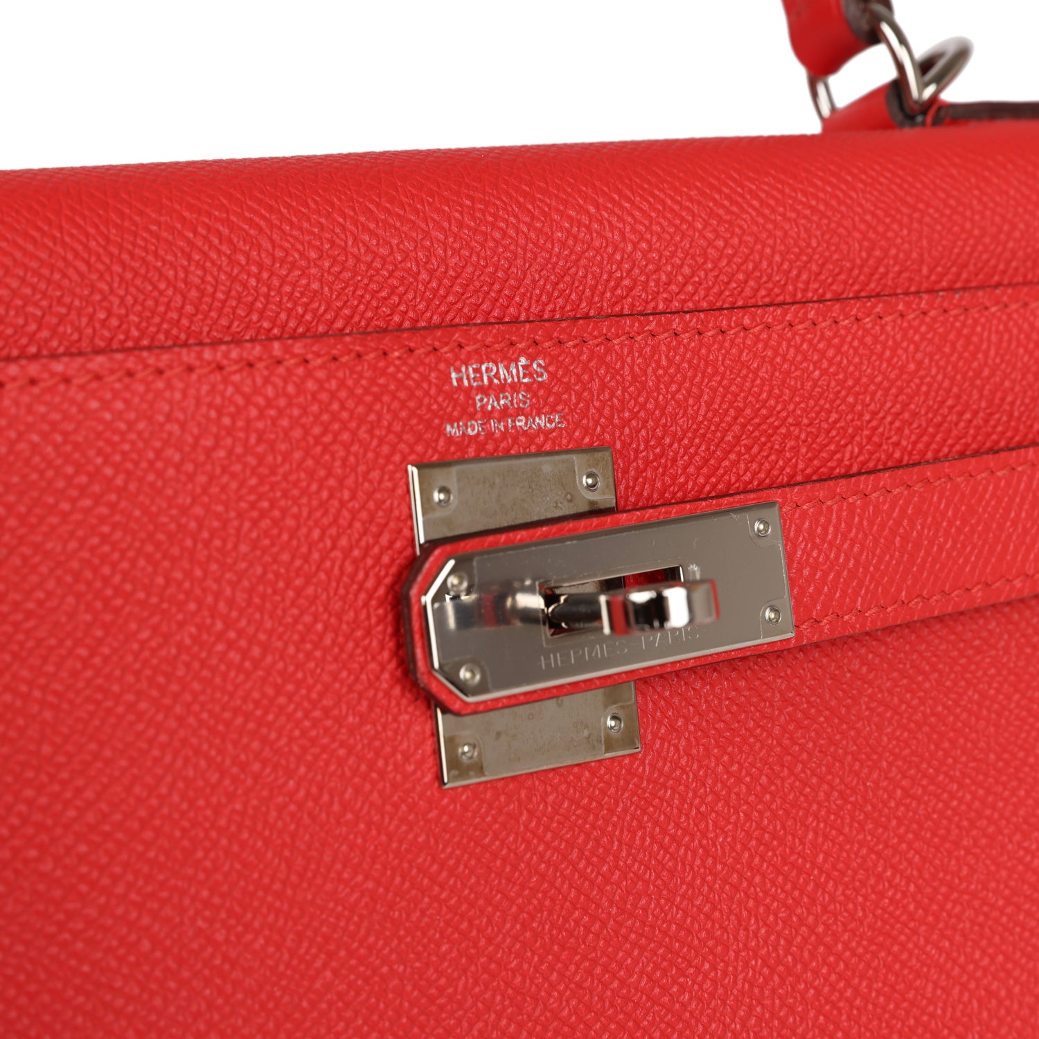 Pre-owned Hermes Kelly Sellier 28 Rouge Tomate Epsom Palladium Hardware