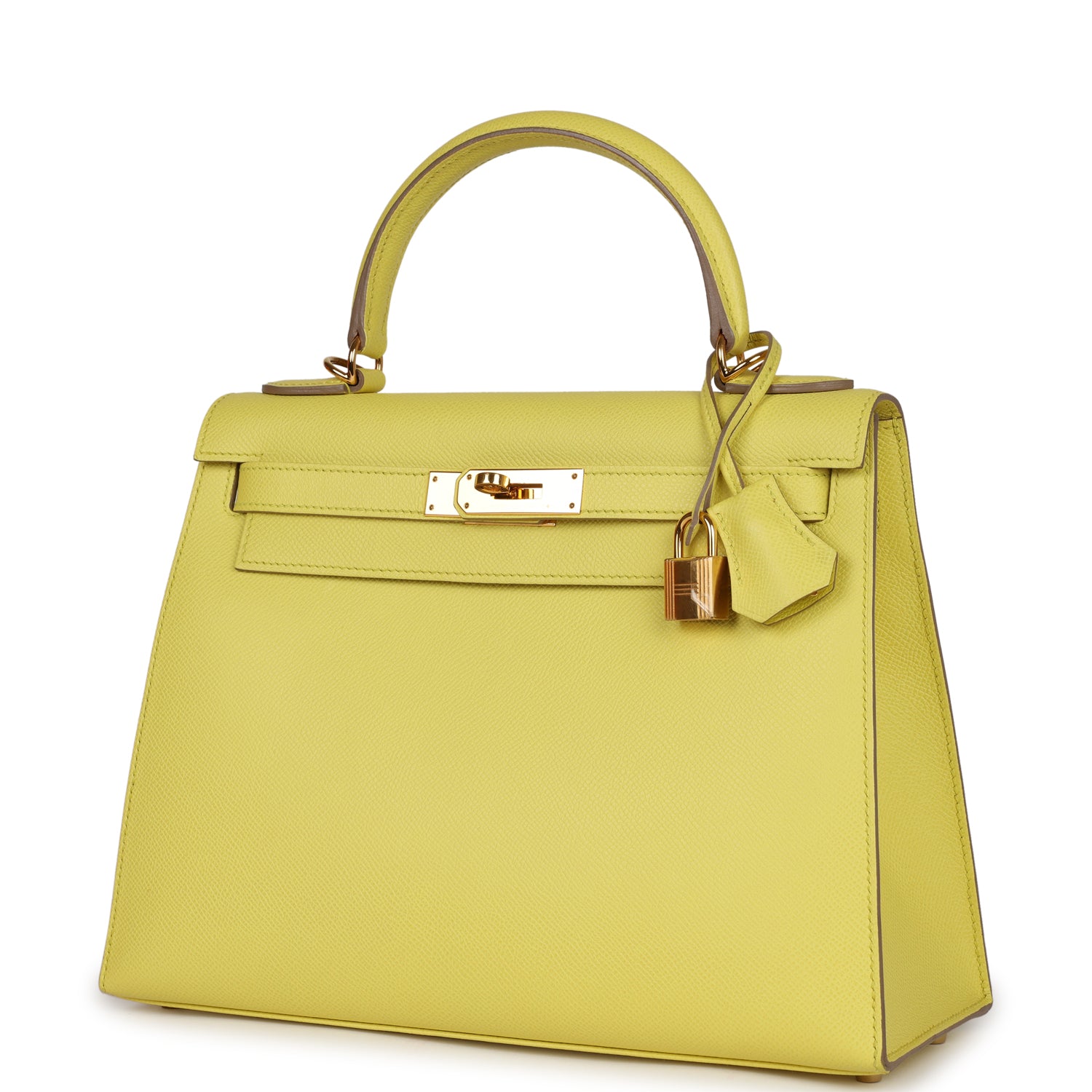 Pre-owned Hermes Kelly Sellier 28 Soufre Epsom Gold Hardware