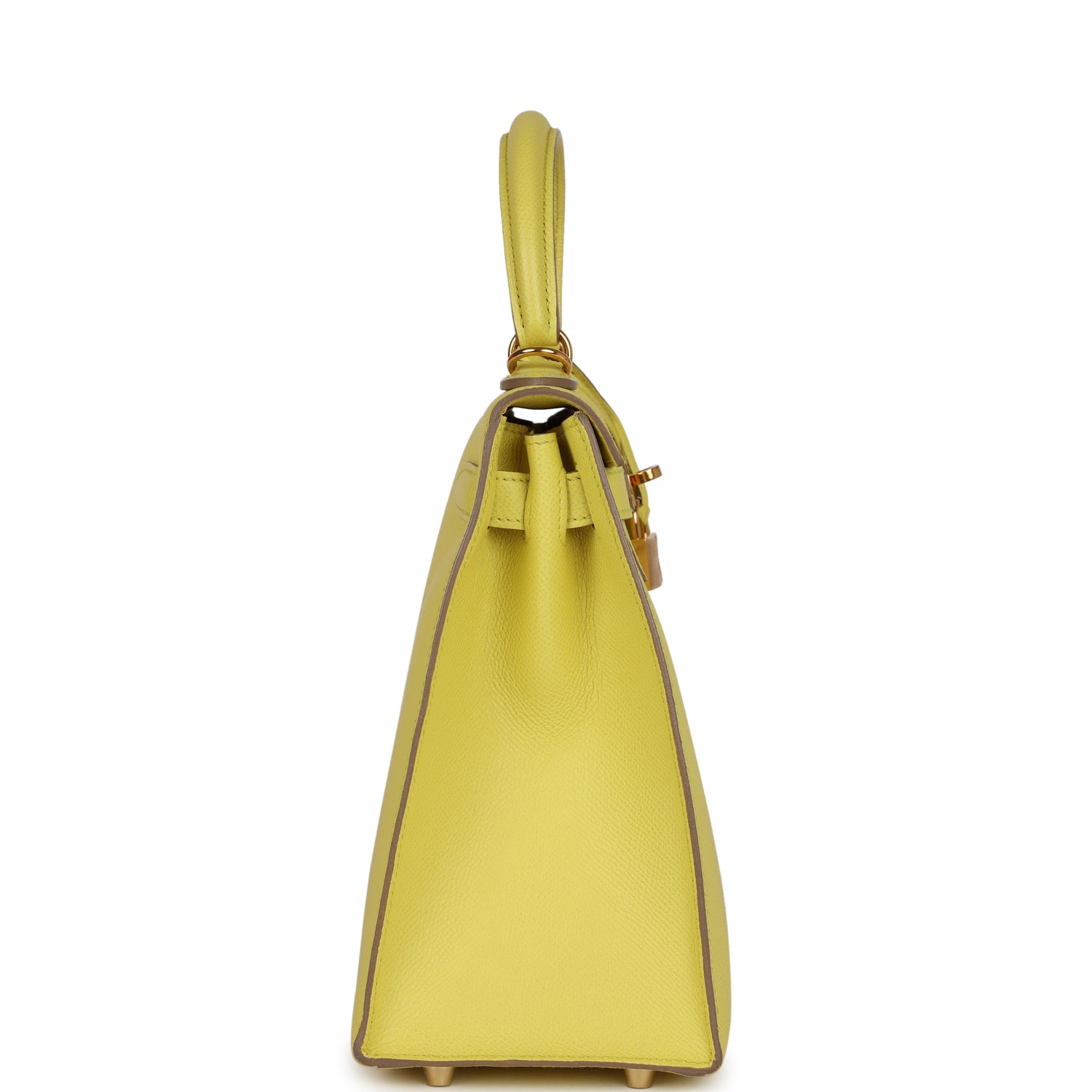 Pre-owned Hermes Kelly Sellier 28 Soufre Epsom Gold Hardware