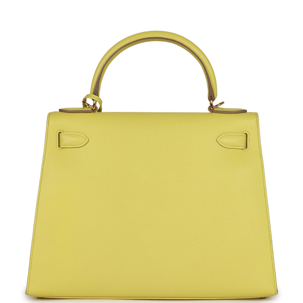 Pre-owned Hermes Kelly Sellier 28 Soufre Epsom Gold Hardware