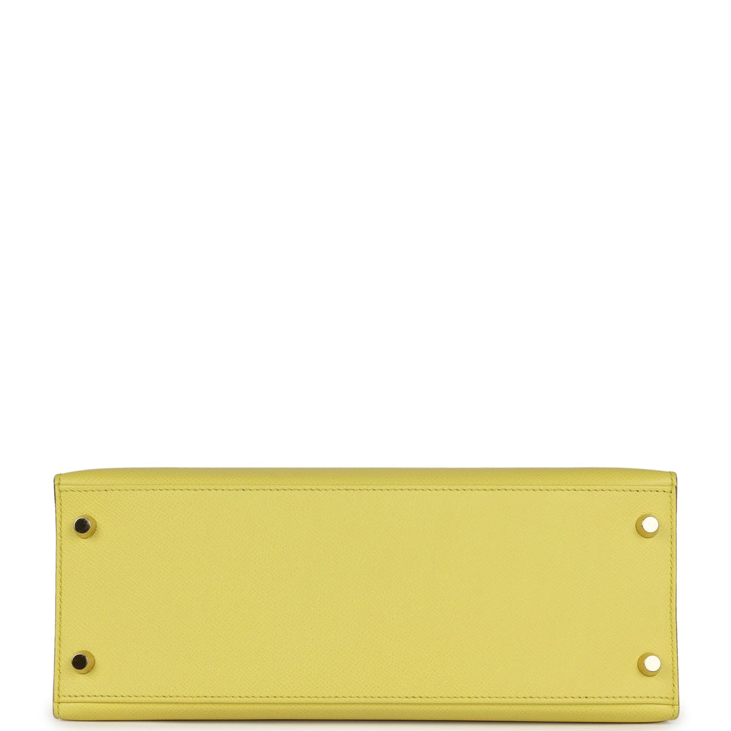 Pre-owned Hermes Kelly Sellier 28 Soufre Epsom Gold Hardware