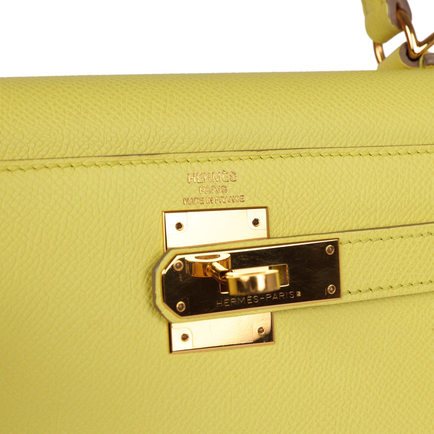 Pre-owned Hermes Kelly Sellier 28 Soufre Epsom Gold Hardware