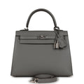 Hermes Kelly Sellier 25 Gris Meyer Madame Palladium Hardware