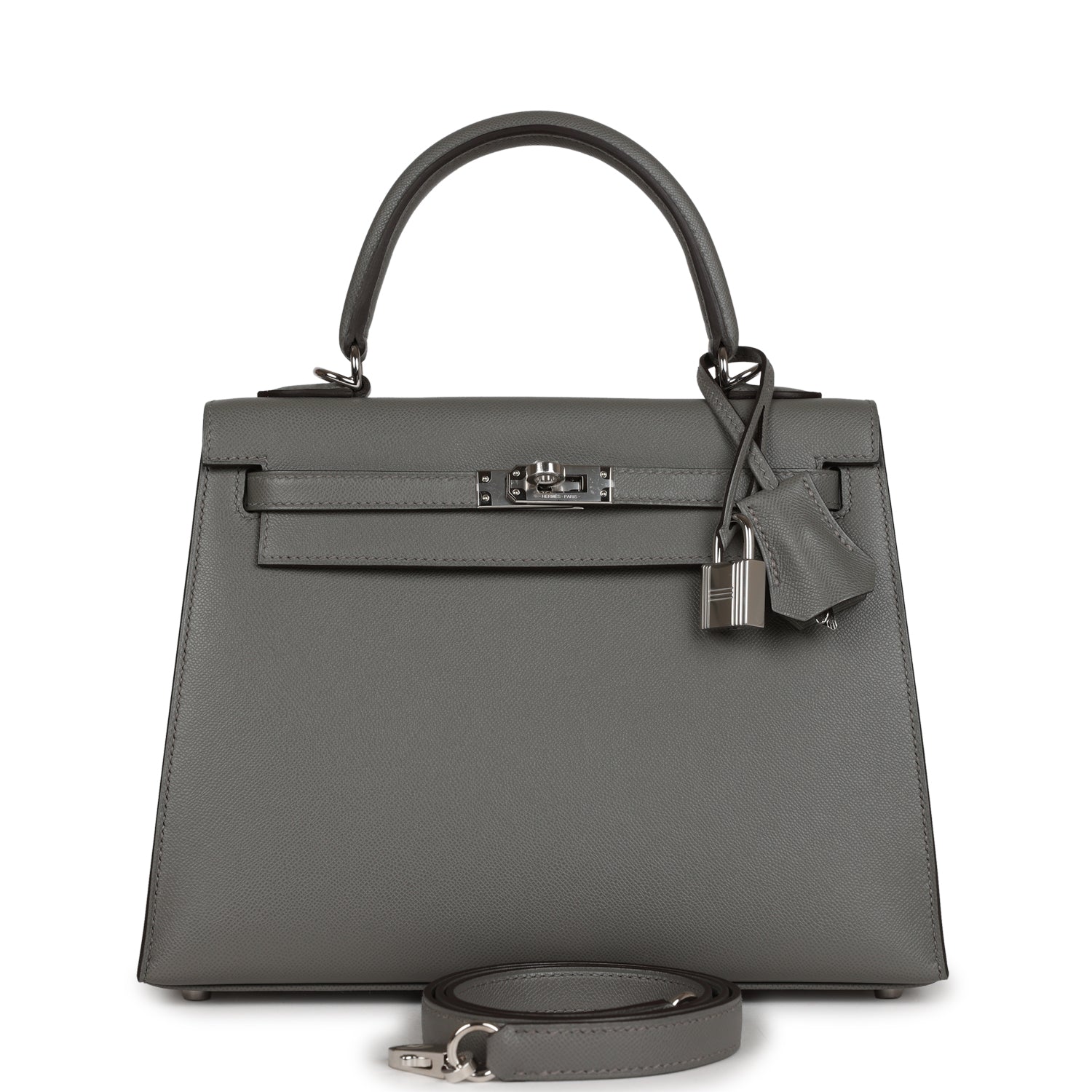 Hermes Kelly Sellier 25 Gris Meyer Madame Palladium Hardware