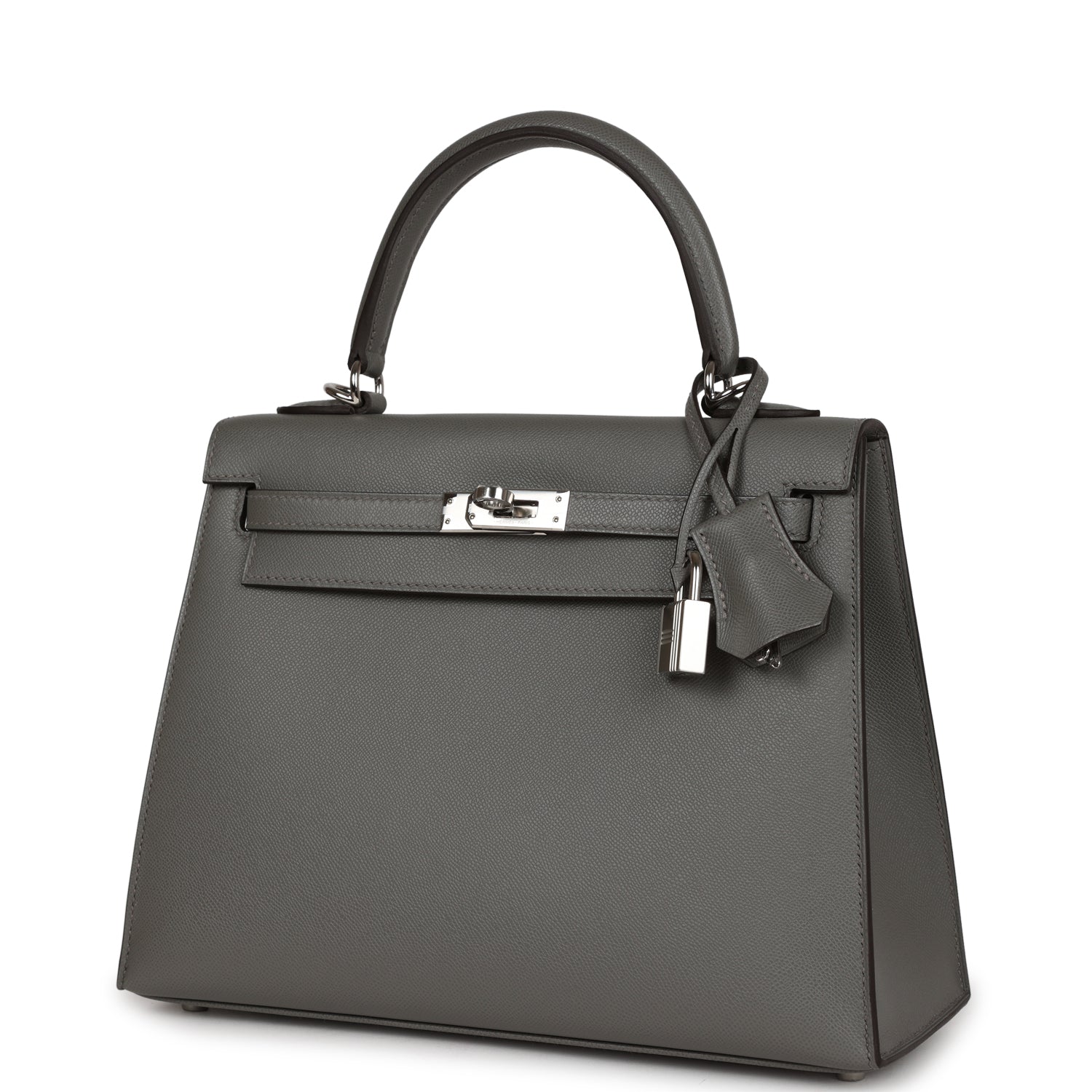 Hermes Kelly Sellier 25 Gris Meyer Madame Palladium Hardware
