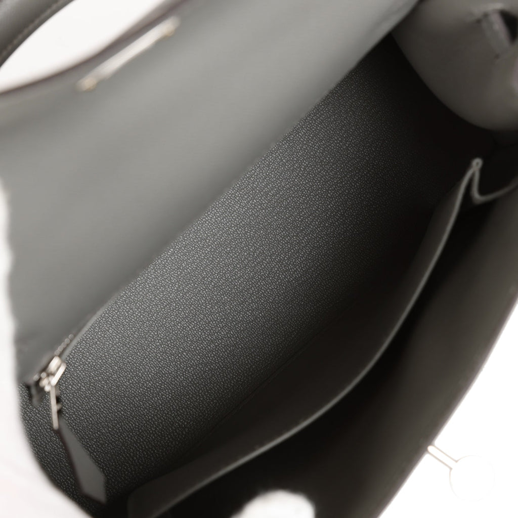 Hermes Kelly Sellier 25 Gris Meyer Madame Palladium Hardware