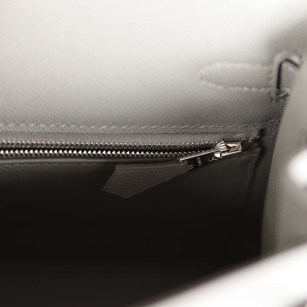 Hermes Kelly Sellier 25 Gris Meyer Madame Palladium Hardware