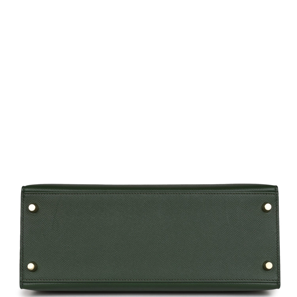 Pre-owned Hermes Kelly Sellier 28 Vert Anglais Epsom Gold Hardware