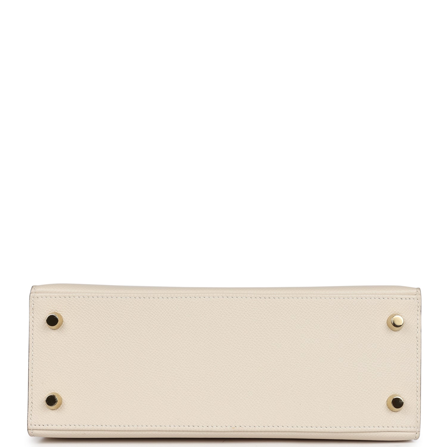 Pre-owned Hermes Special Order (HSS) Kelly Sellier 25 Craie and Gold Epsom Brushed Gold Hardware