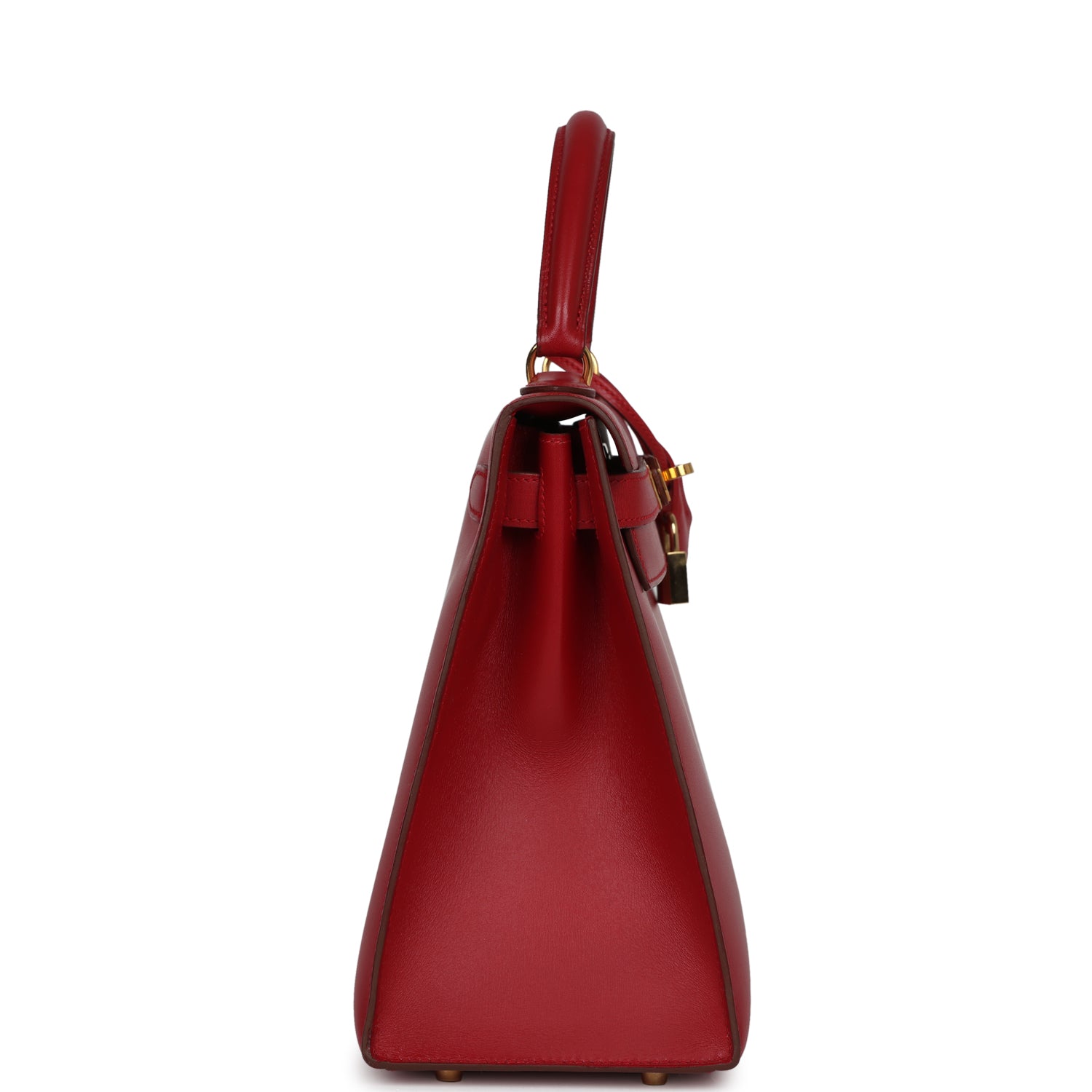 New Hermes Kelly Sellier 28 Rouge Vif Box Gold Hardware