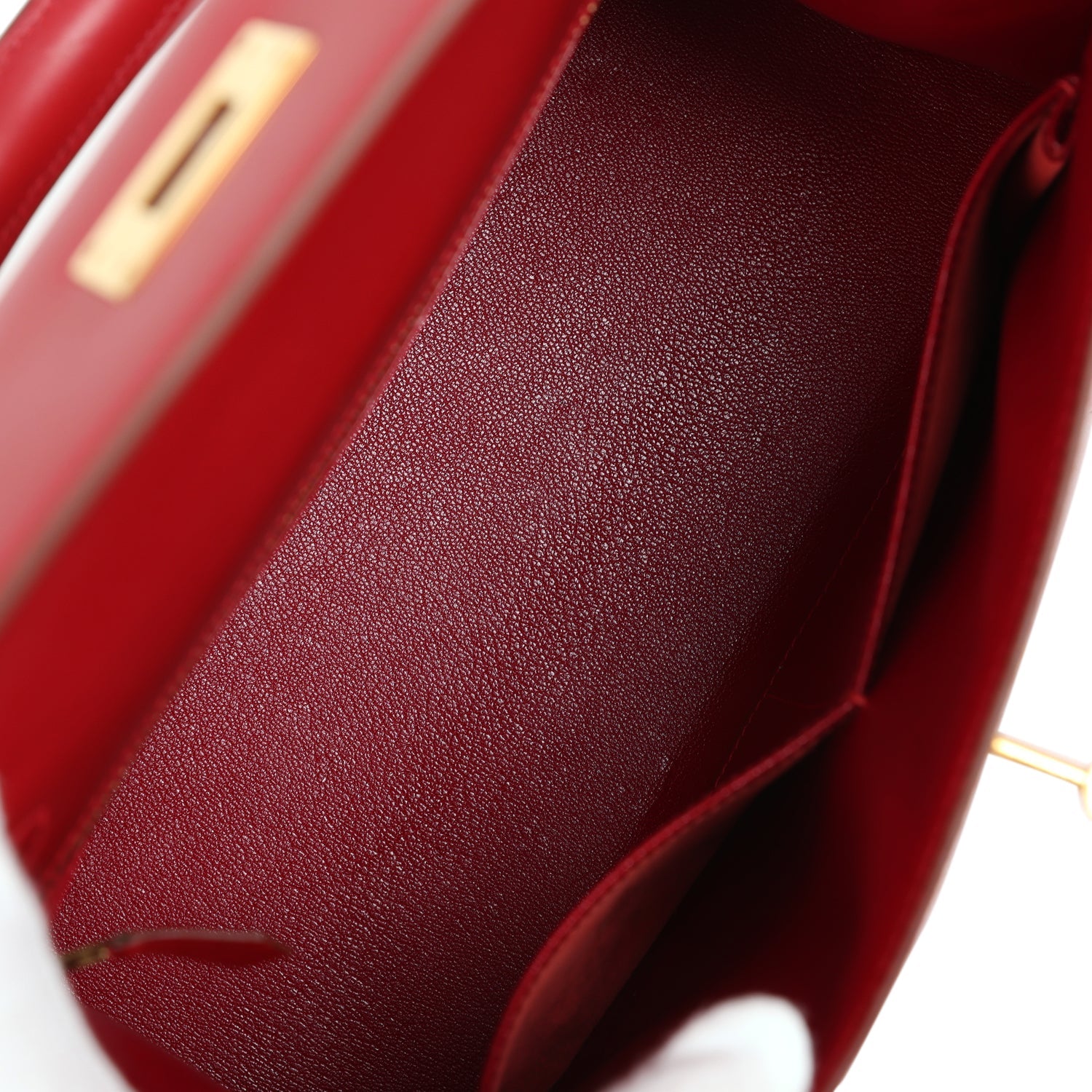 New Hermes Kelly Sellier 28 Rouge Vif Box Gold Hardware