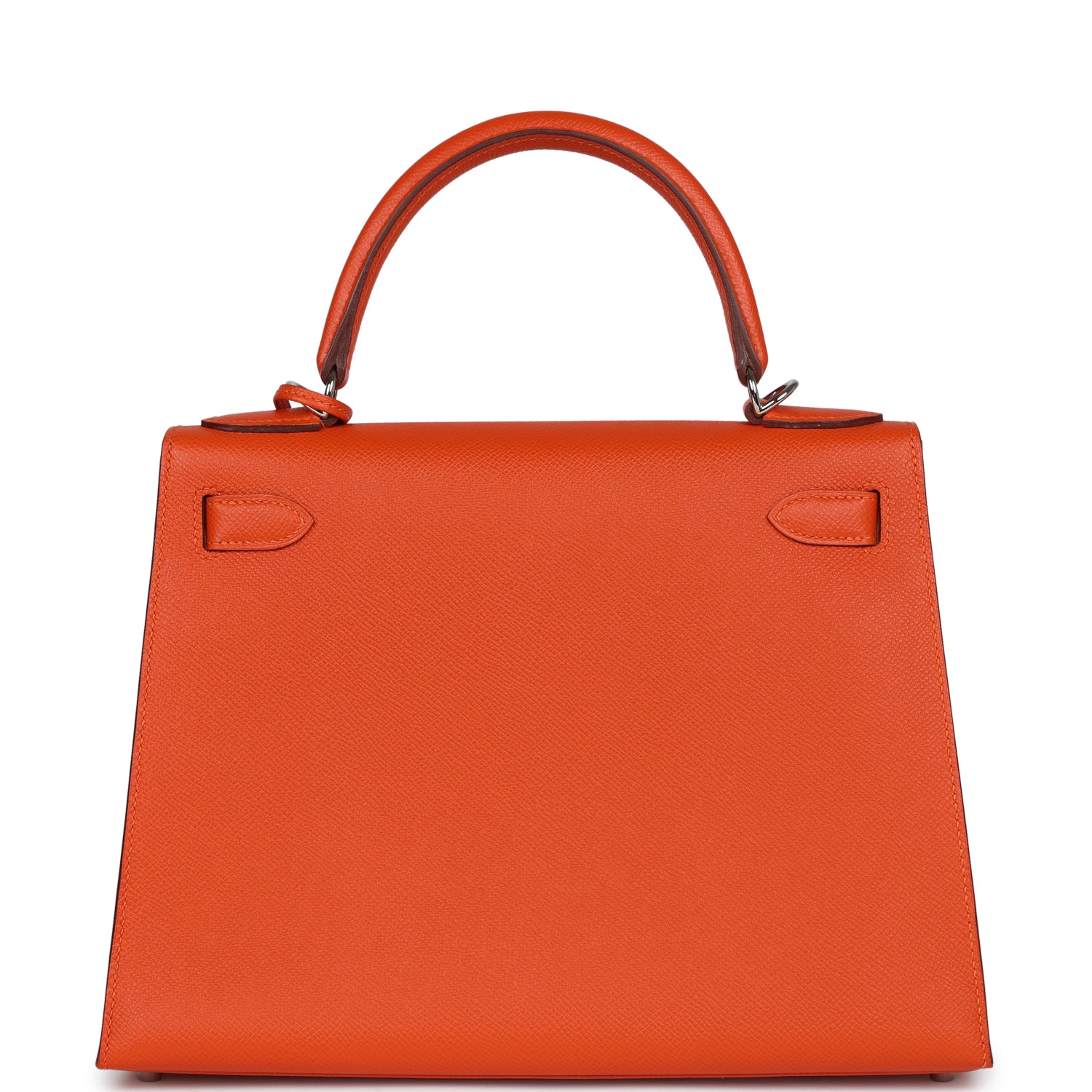 Pre-owned Hermes Kelly Sellier 28 Feu Epsom Palladium Hardware