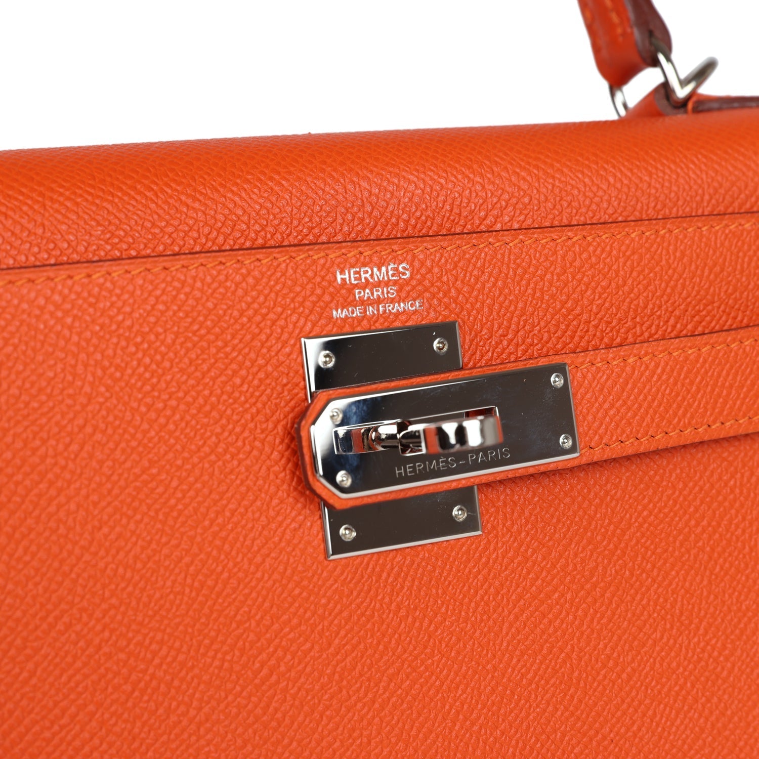 Pre-owned Hermes Kelly Sellier 28 Feu Epsom Palladium Hardware