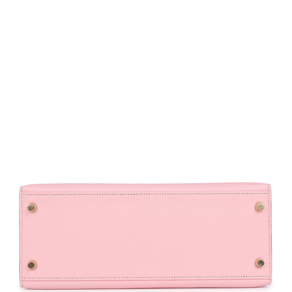 Hermes Special Order (HSS) Kelly Sellier 28 Rose Sakura Verso Chevre Brushed Gold Hardware