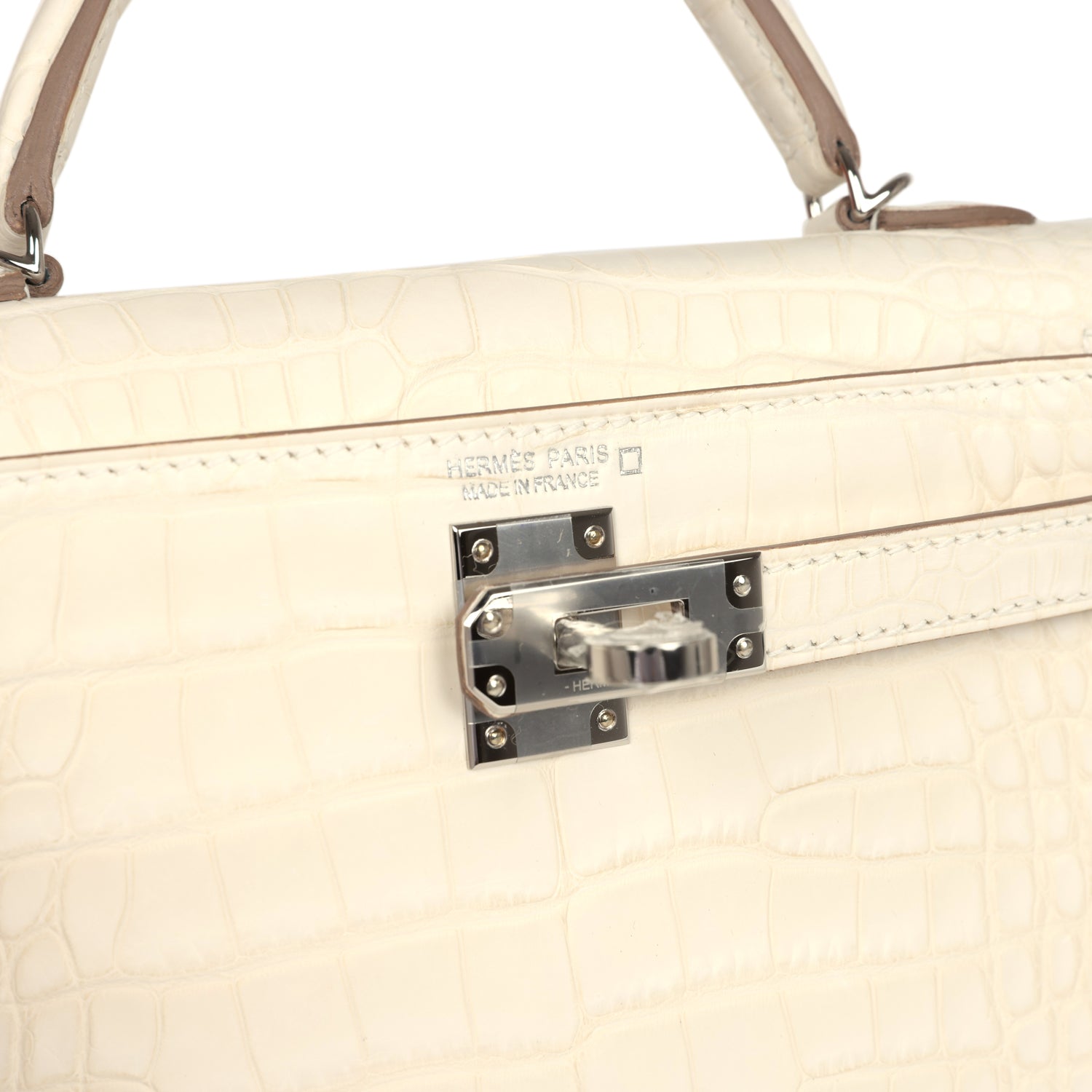 Hermes Kelly Sellier 20 Nata Matte Alligator Palladium Hardware
