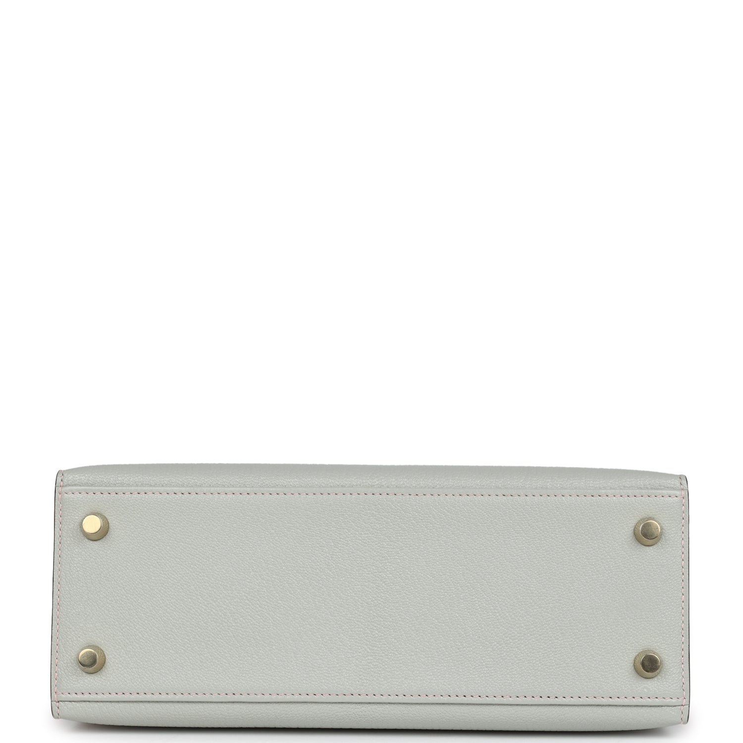 Hermes Special Order (HSS) Kelly Sellier 25 Gris Perle and Rose Sakura Chevre Brushed Gold Hardware