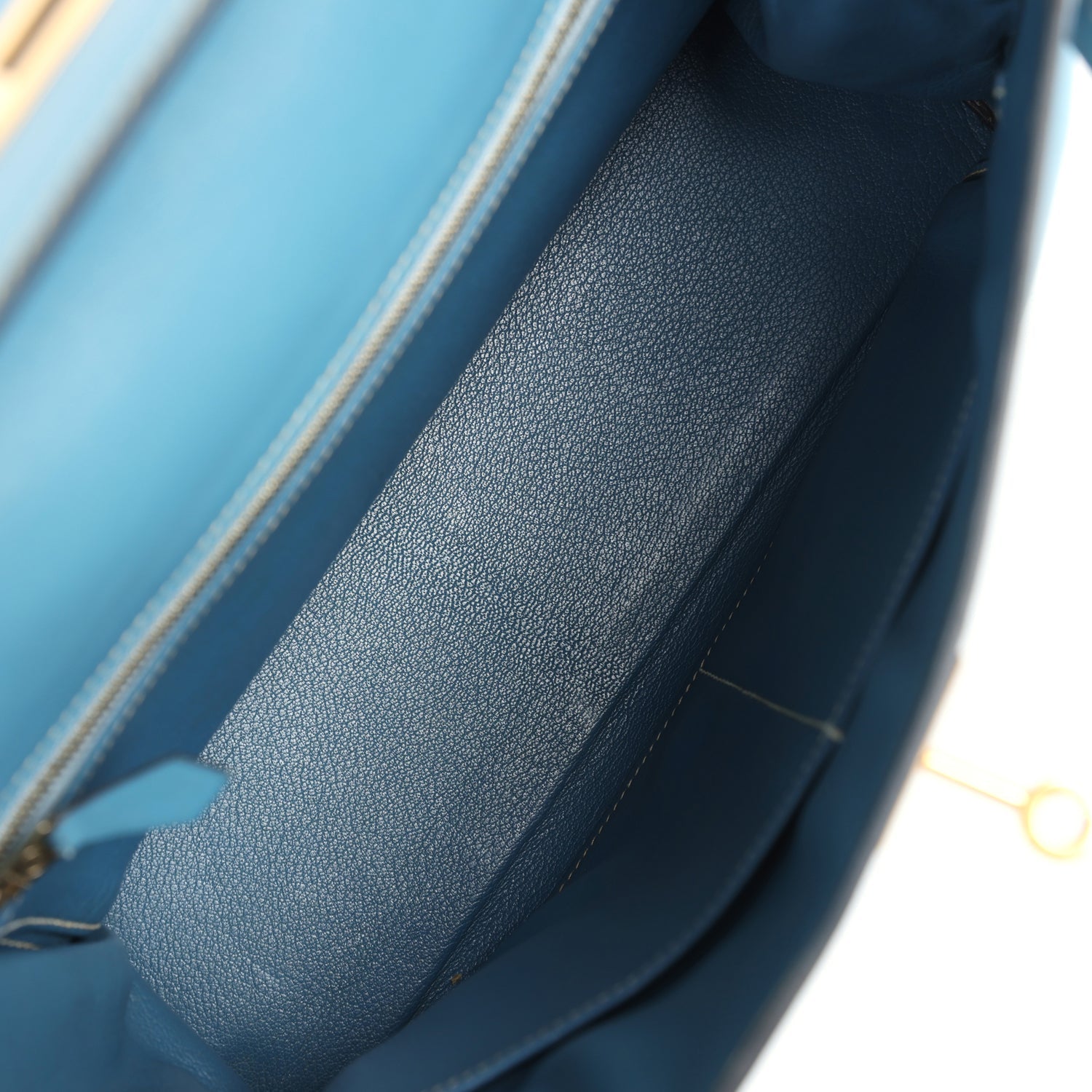 New Hermes Kelly Retourne 28 Blue Jean Box Gold Hardware